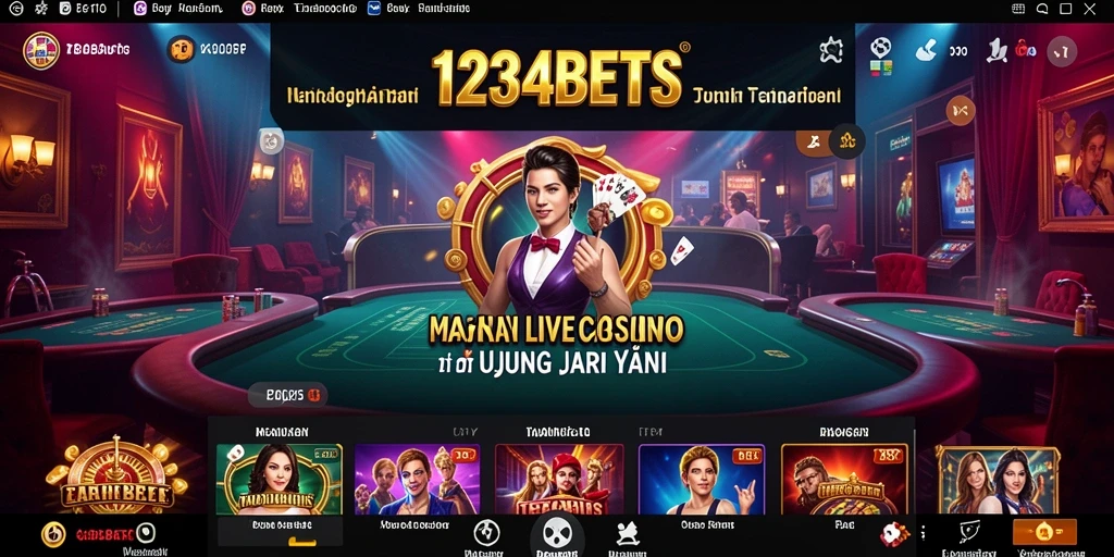 Tampilan gameplay Live Casino 1234BETS yang mendebarkan dan interaktif.