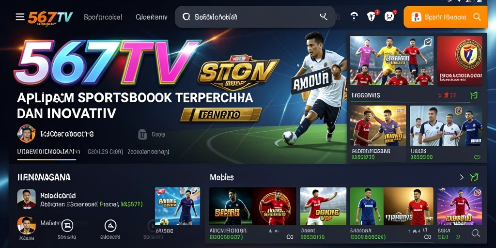 Tampilan utama aplikasi 567TV dengan fitur taruhan olahraga.