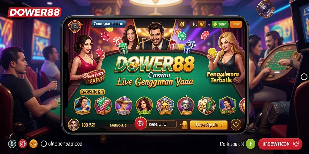 Screenshot menunjukkan dealer langsung yang sedang memandu permainan kasino.