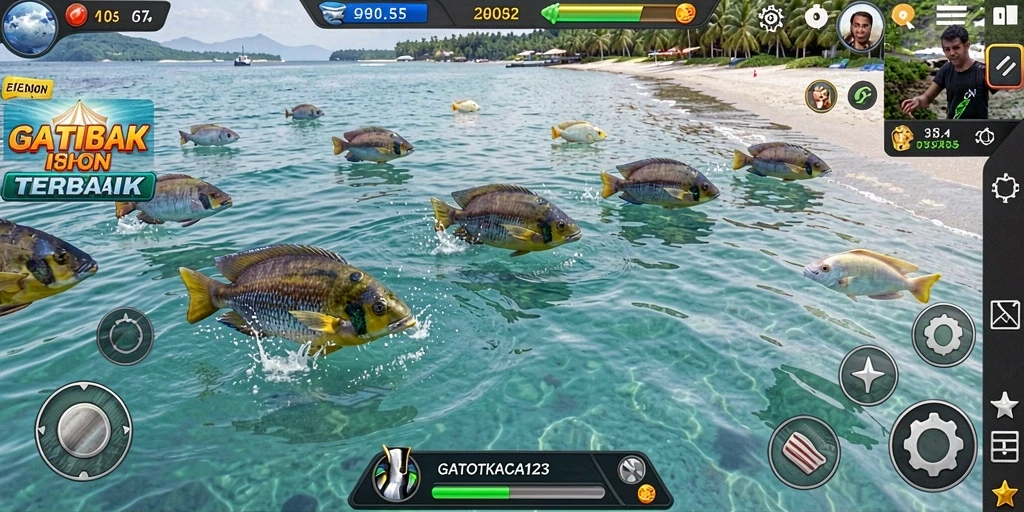 Gameplay seru dalam GATOTKACA123 saat menembak ikan.