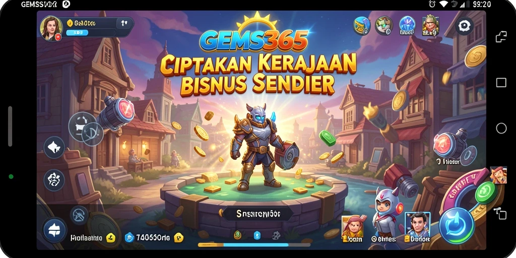 Tampilan gameplay GEMS365 yang menampilkan strategi bisnis yang cermat.