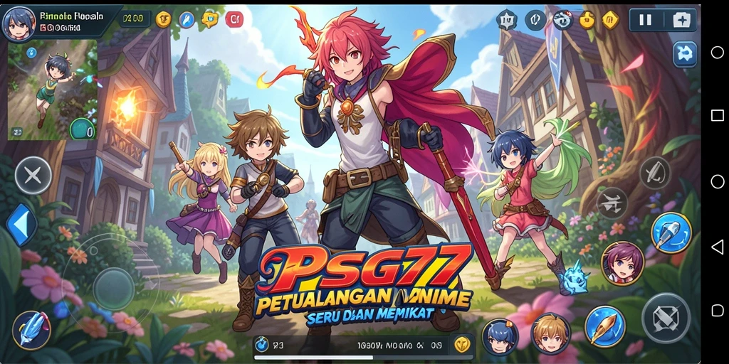 Tampilan gameplay PSG77 dengan karakter anime yang menarik.