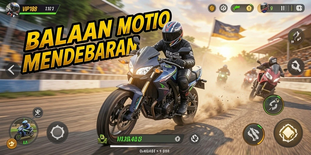 Screenshot menampilkan aksi balapan mendebarkan dalam VIP188.