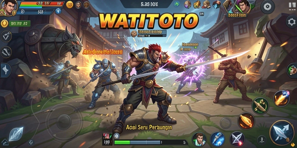 Screenshot gameplay WATITOTO saat aksi pertarungan seru.