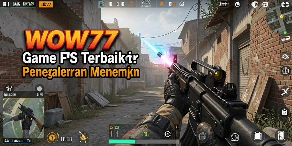 Screenshot WOW77 menampilkan pertempuran FPS yang intens dan mendebarkan.