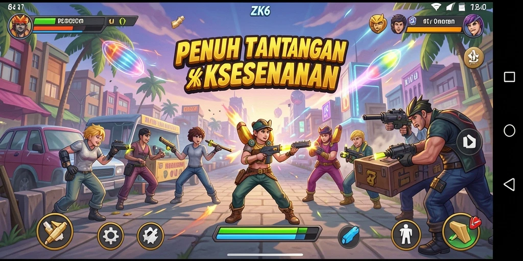 Screenshot gameplay ZK6 menampilkan aksi seru dalam permainan Arcade.